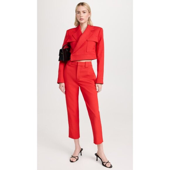 A.L.C. Foster Pants Red Straight Leg Cropped Trousers High Rise SZ 14 NEW $495 - Picture 8 of 10